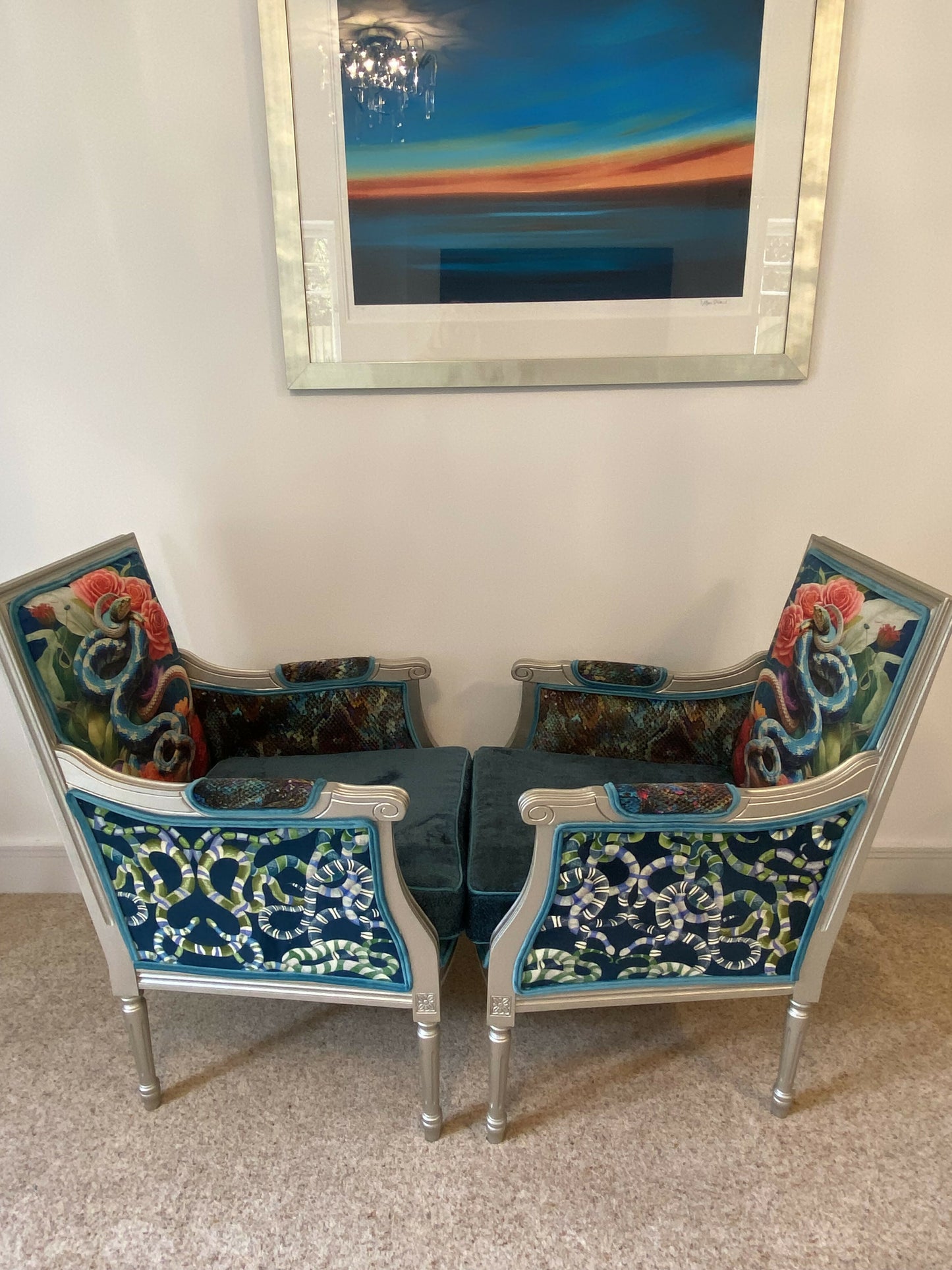 Pair Art Deco Style Armchairs