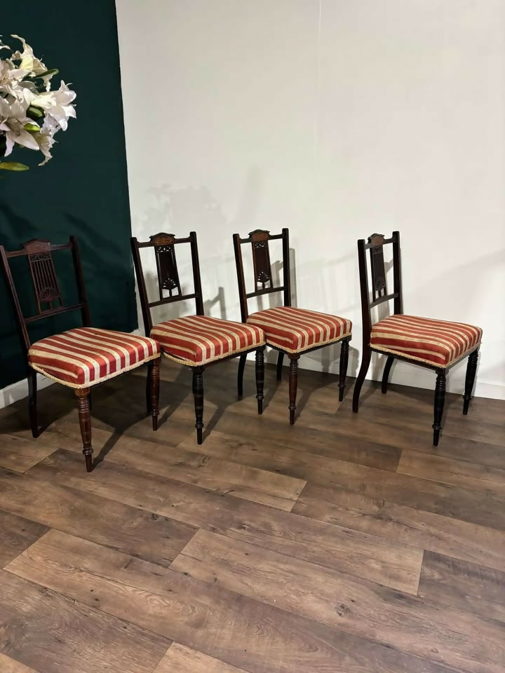 Set Of Four Victorian Inlaid Mahogany Dining Chairs998