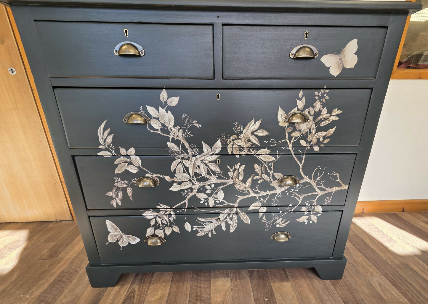 Large mid-century pine chest of drawers