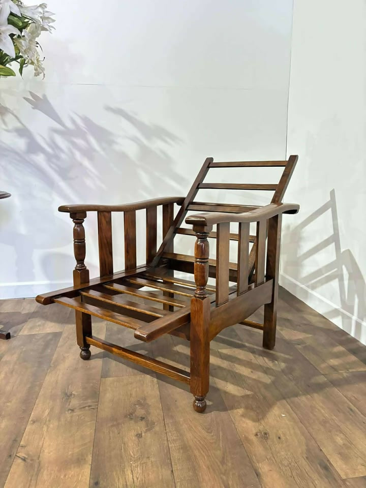 Vintage Oak Reclining Armchair