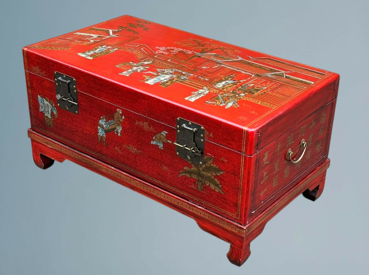 Chinoiserie Trunk On Stand - Blanket Box - Coffee Table