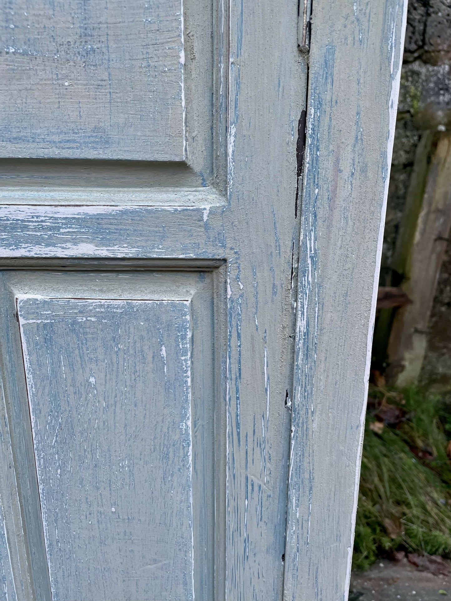 Vintage rustic floor cabinet / cuboard painted in layers of distressed Milk Paint
