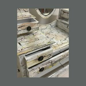 Dressing Table with Mirror, Crackled Effect Spray Technique