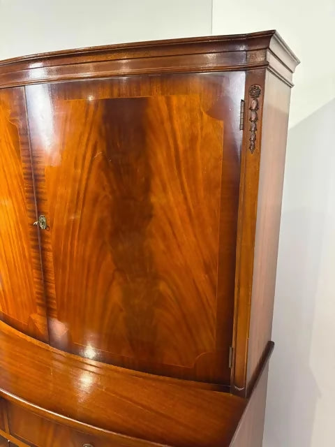 Reproduction Mahogany Bow Fronted Side Cabinet