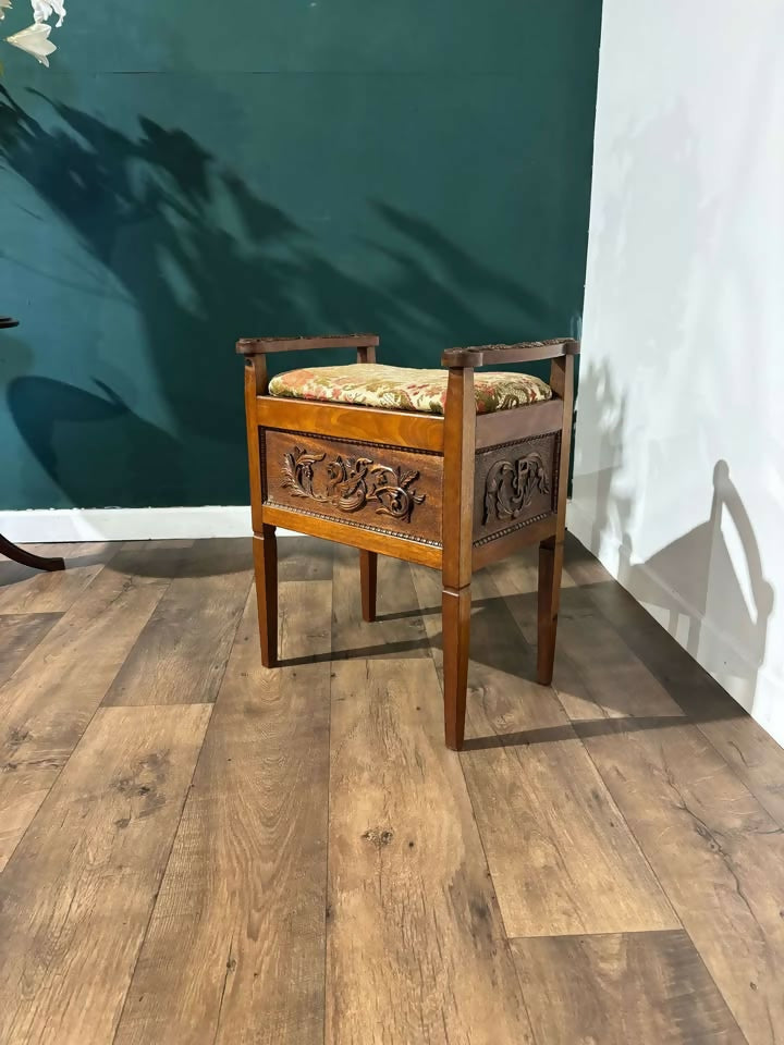 Edwardian Carved Piano Stool4