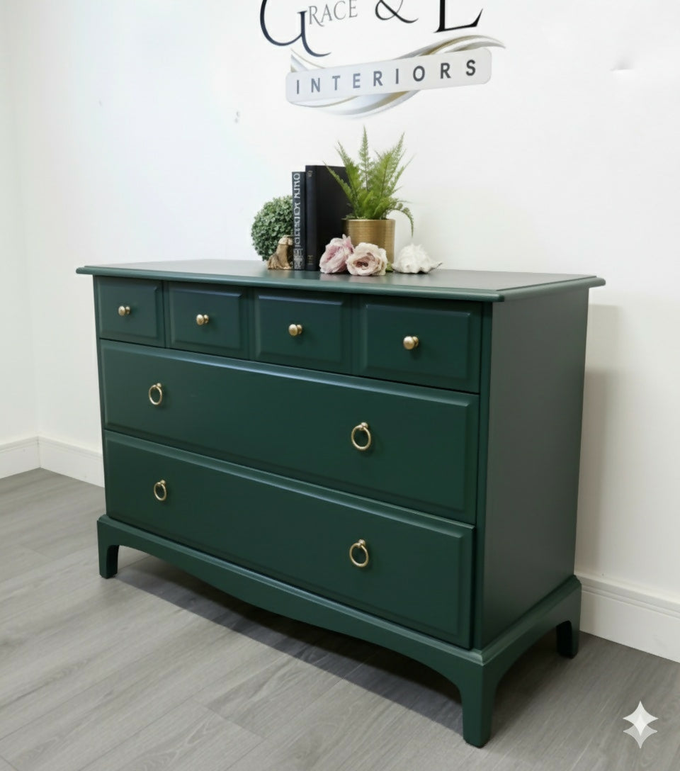 Stag minstrel chest of drawers in dark green