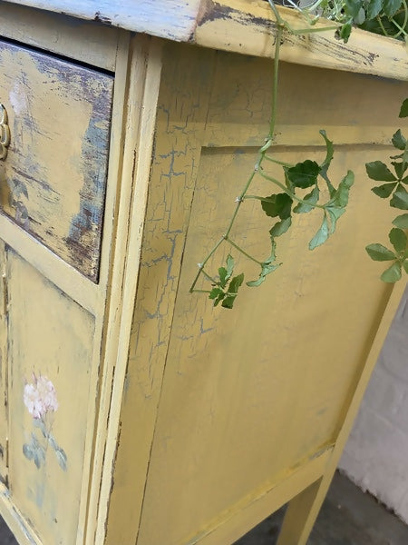 Yellow Buffet Cupboard with Roses