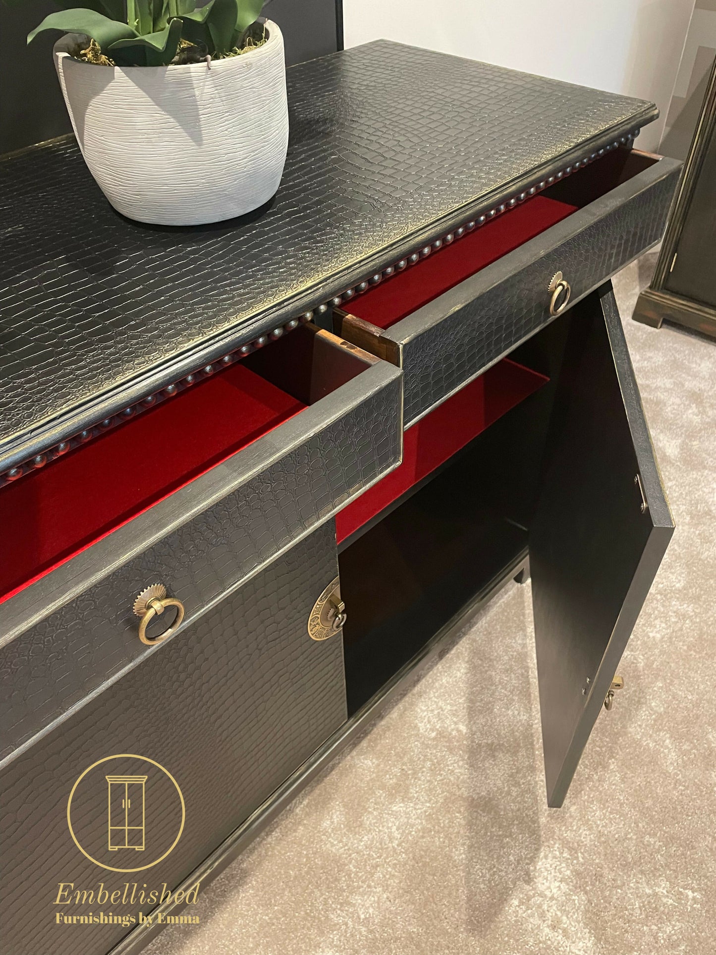 Faux crocodile effect side unit/cupboard (SOLD)