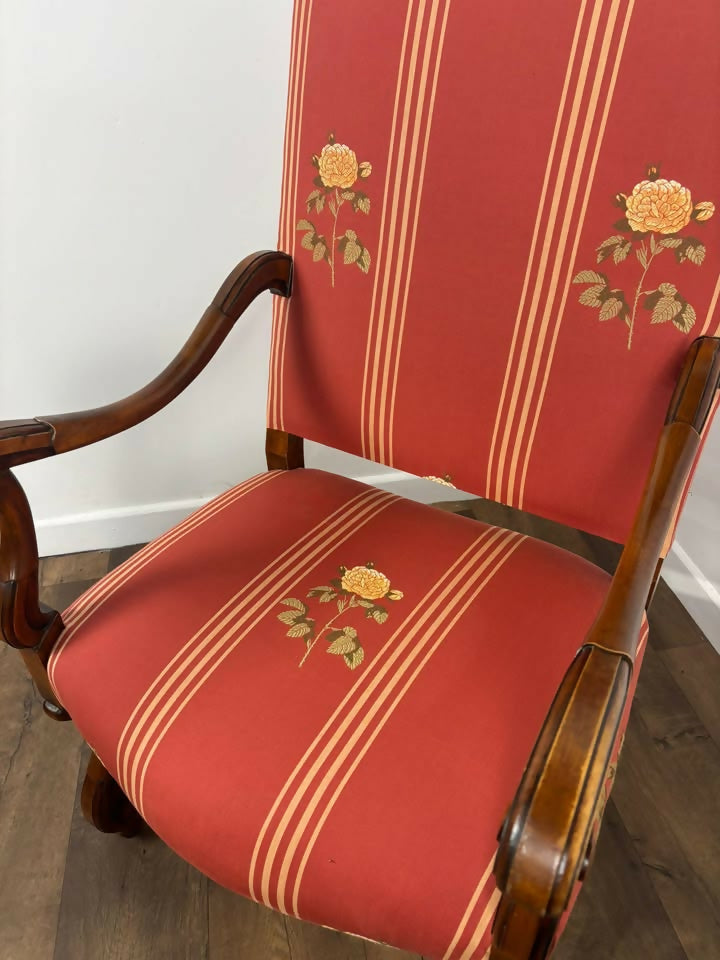Victorian Style Reproduction Mahogany Upholstered Armchair