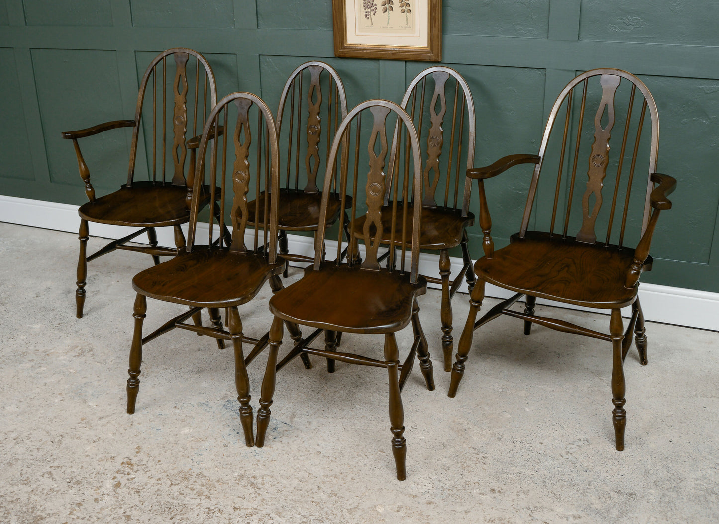 6 Elm Dining Chairs by Glenister - Hoop Back - 2 Carvers