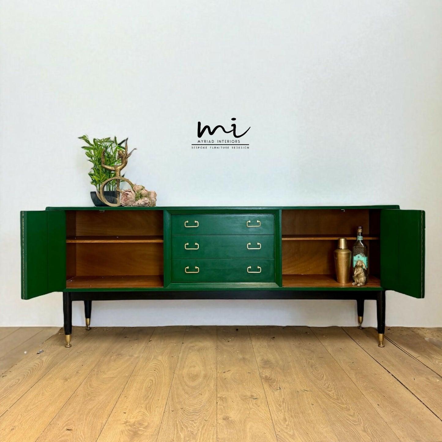 Vintage G Plan sideboard in green, E Gomme Tola, mid century modern, drink cabinet, tv stand, media unit