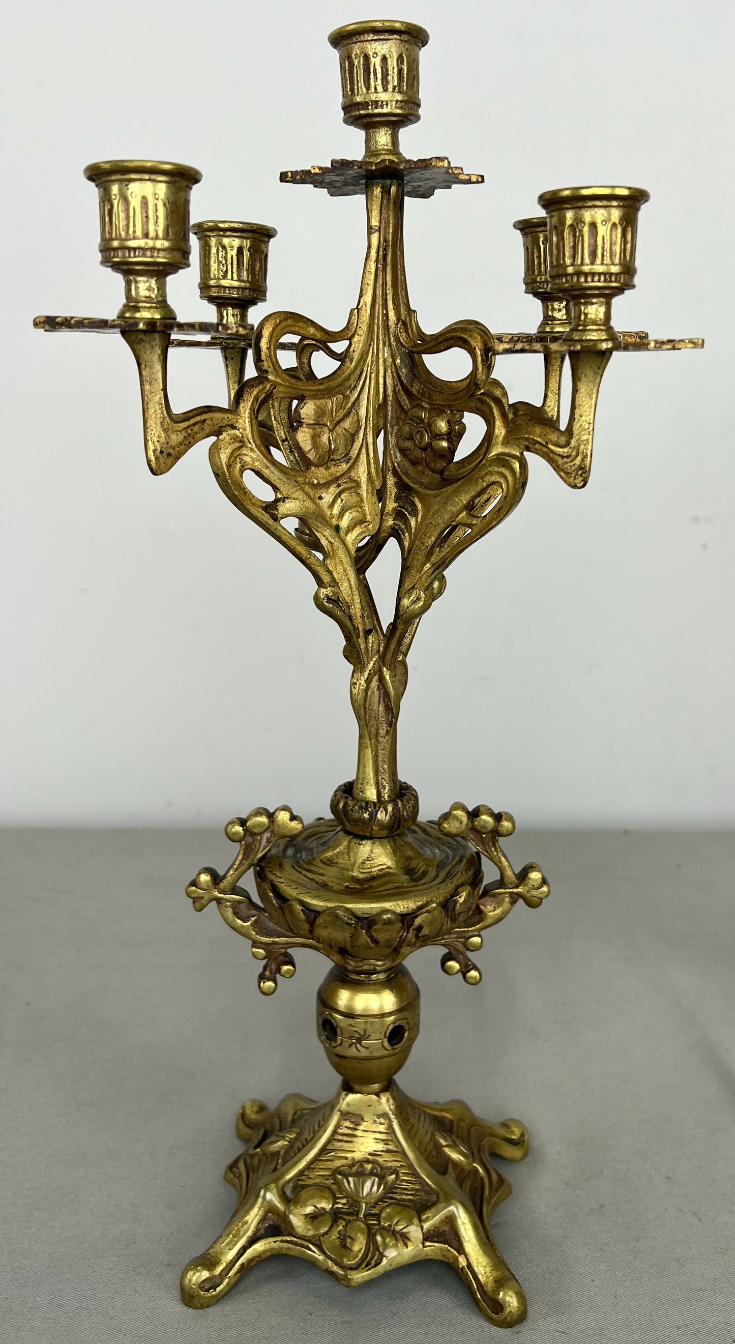 Pair of Candelabras Vintage French Style Ornate 5 Arm Candle Holders LOT 6475