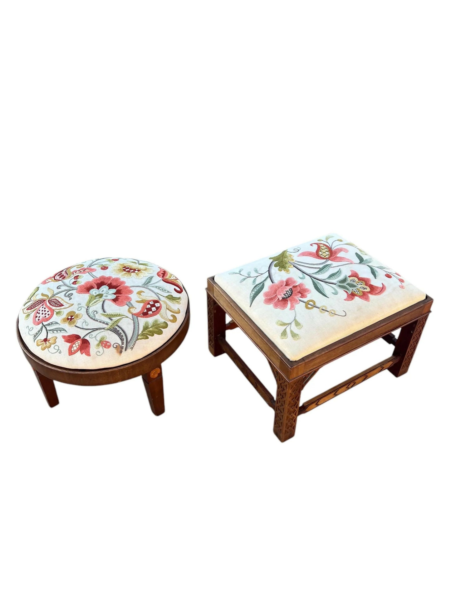 Pair of vintage needlepoint / tapestry footstools