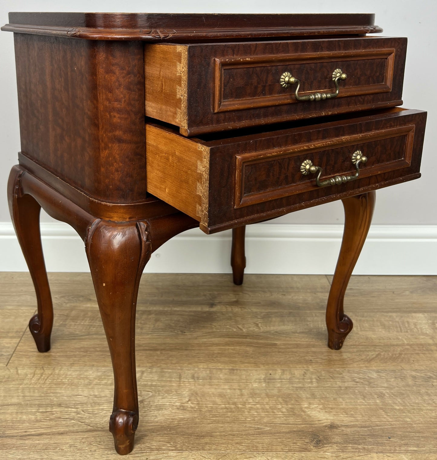 Pair of Bedside Tables Vintage French Louis Nightstands Carved Cabinets LOT 6221