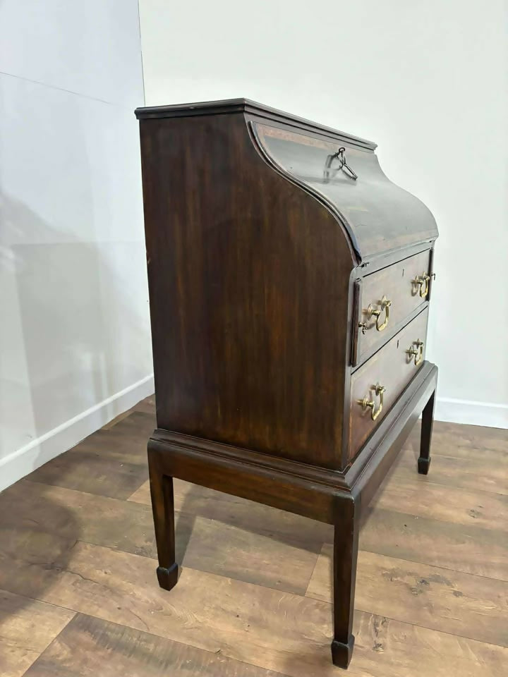 Edwardian Mahogany Cross Banded Bombay Bureaum