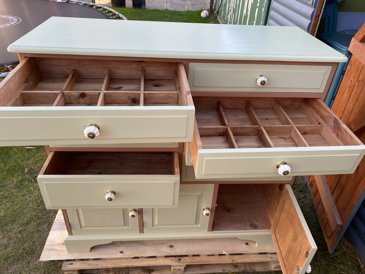 Vintage Chest of Drawers in Muted Pink & Apple Green