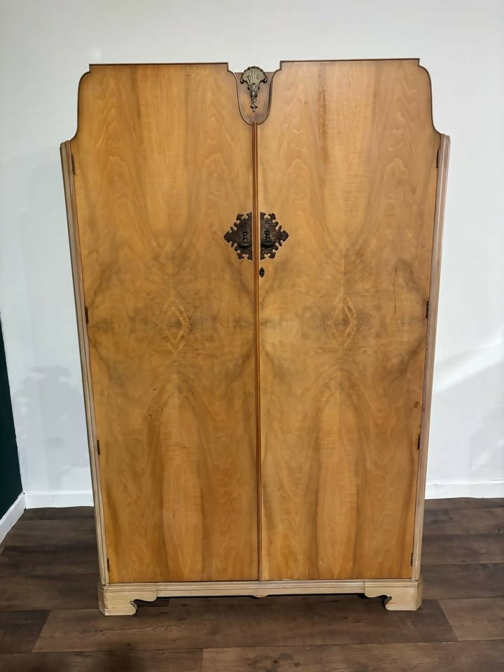 Art Deco Ladies Walnut Double Wardrobe5
