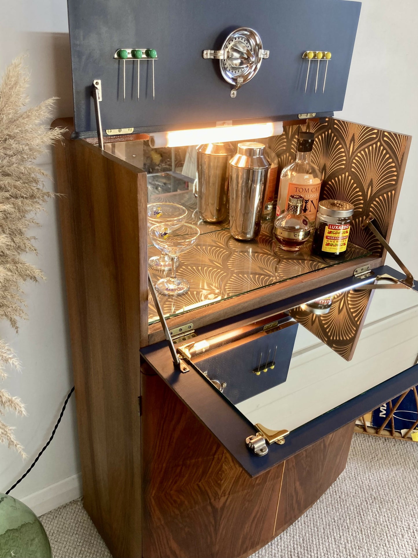 Art Deco Petite Walnut Cocktail Cabinet