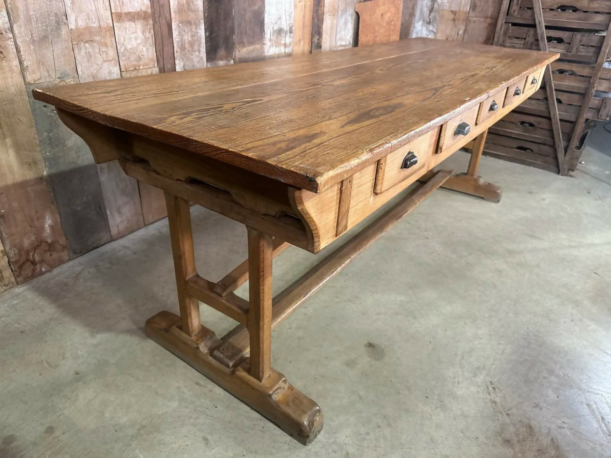 Antique French Convent Refectory Dining Table, c 1800. L219
