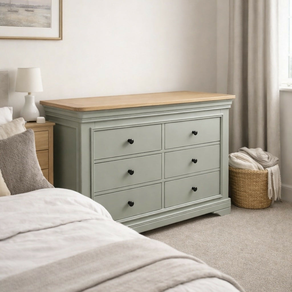 Green Oak Chest of Drawers