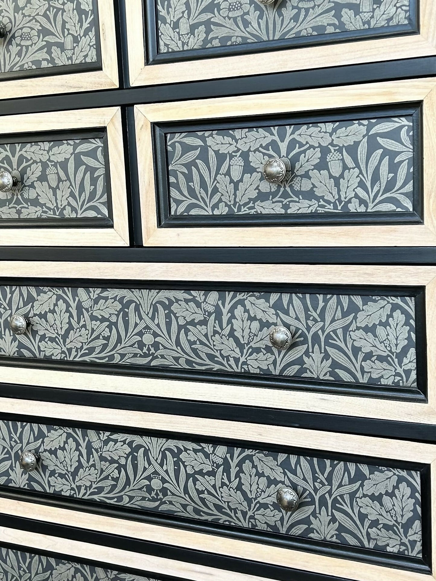 Chest of Drawers. Solid wood. Large. Handpainted. William Morris style.