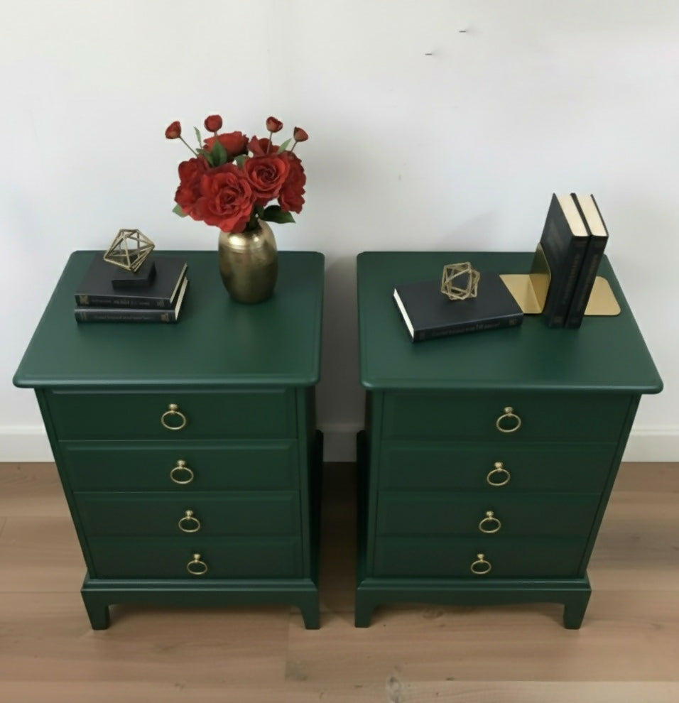 Stag minstrel bedside cabinet in dark green