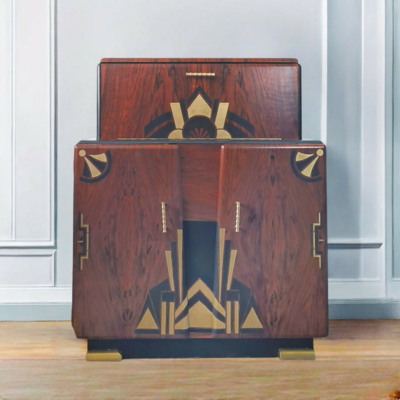 Art deco drinks cocktail tall cabinet IN NAVY