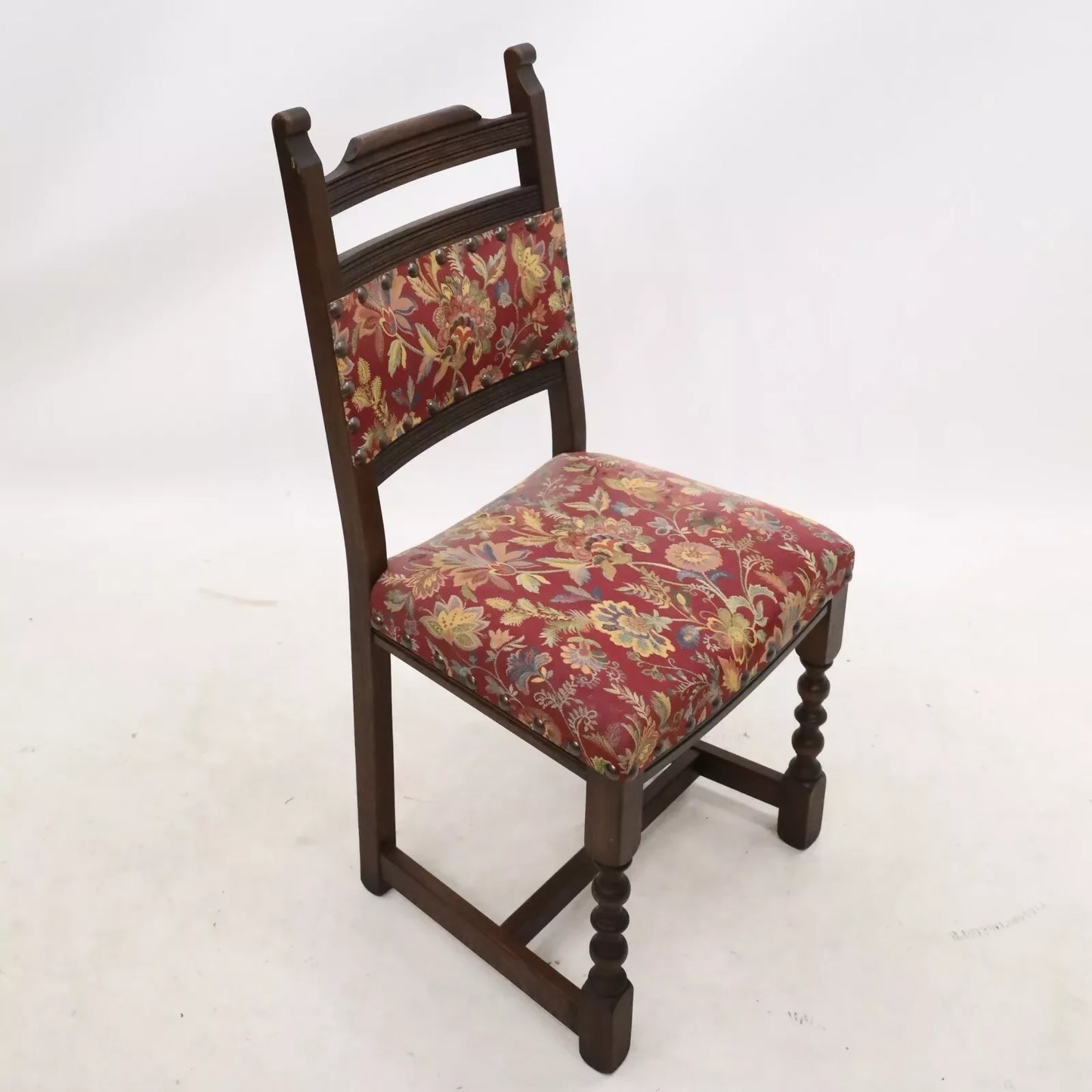 6 Old Charm Dining Chairs Tudor Brown Studded Upholstery FREE UK Delivery