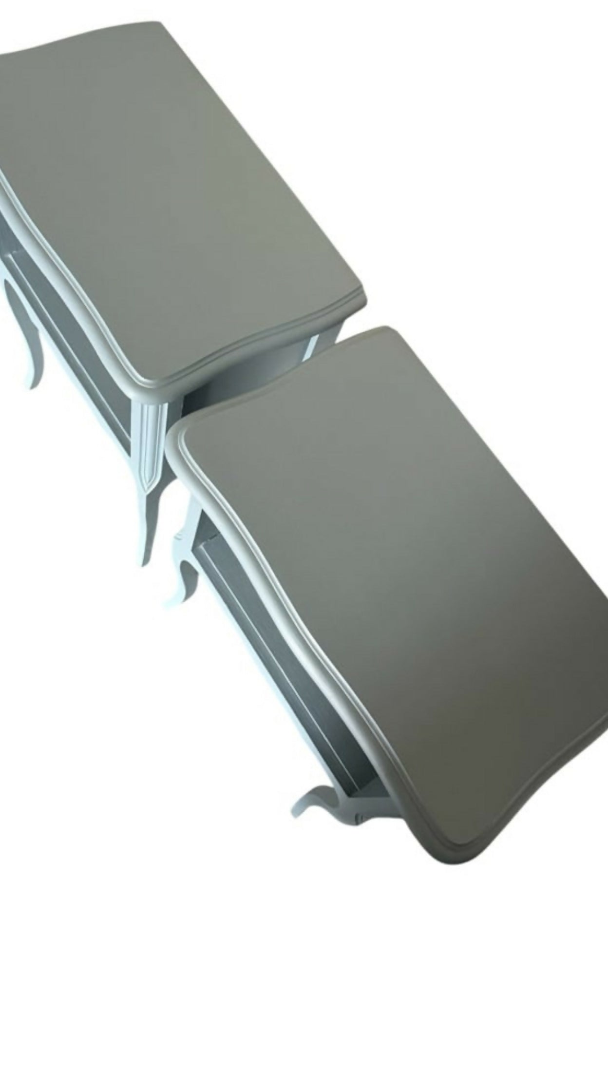 French oak bedside tables pale blue