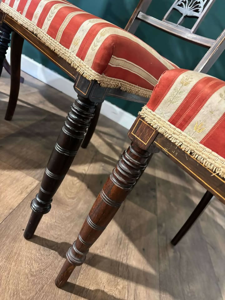 Set Of Four Victorian Inlaid Mahogany Dining Chairs77