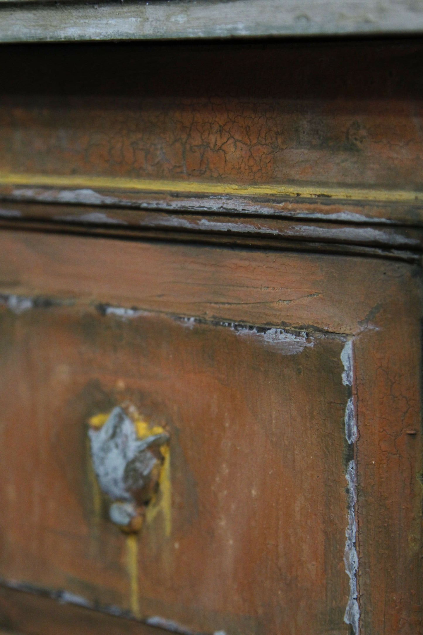 SOLD !!! Vintage Bedside Cabinet, Patina Bedside Cabinet, Orange Cabinet, Painted Bedside Table