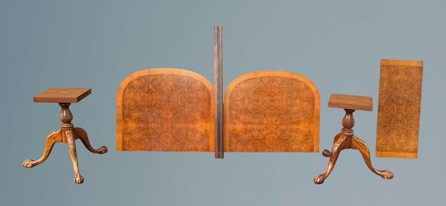 Twin Pedestal Burr Walnut Extending Dining Table