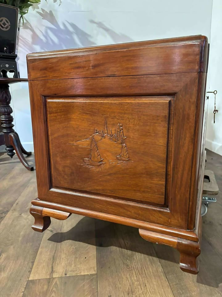Oriental Carved Camphor Wood Blanket Box