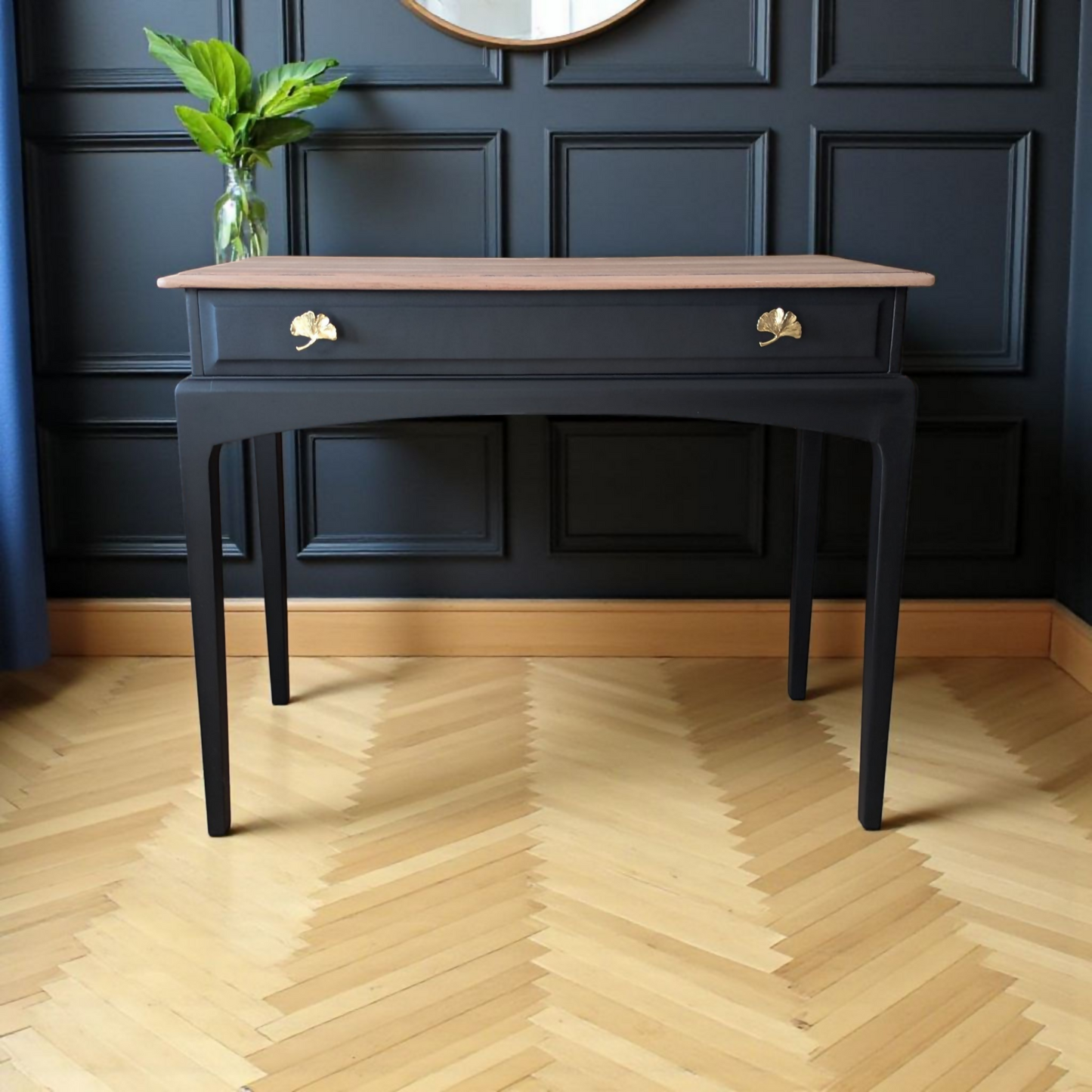 Vintage Stag minstrel black console table, spray painted desk, upcycled dressing table