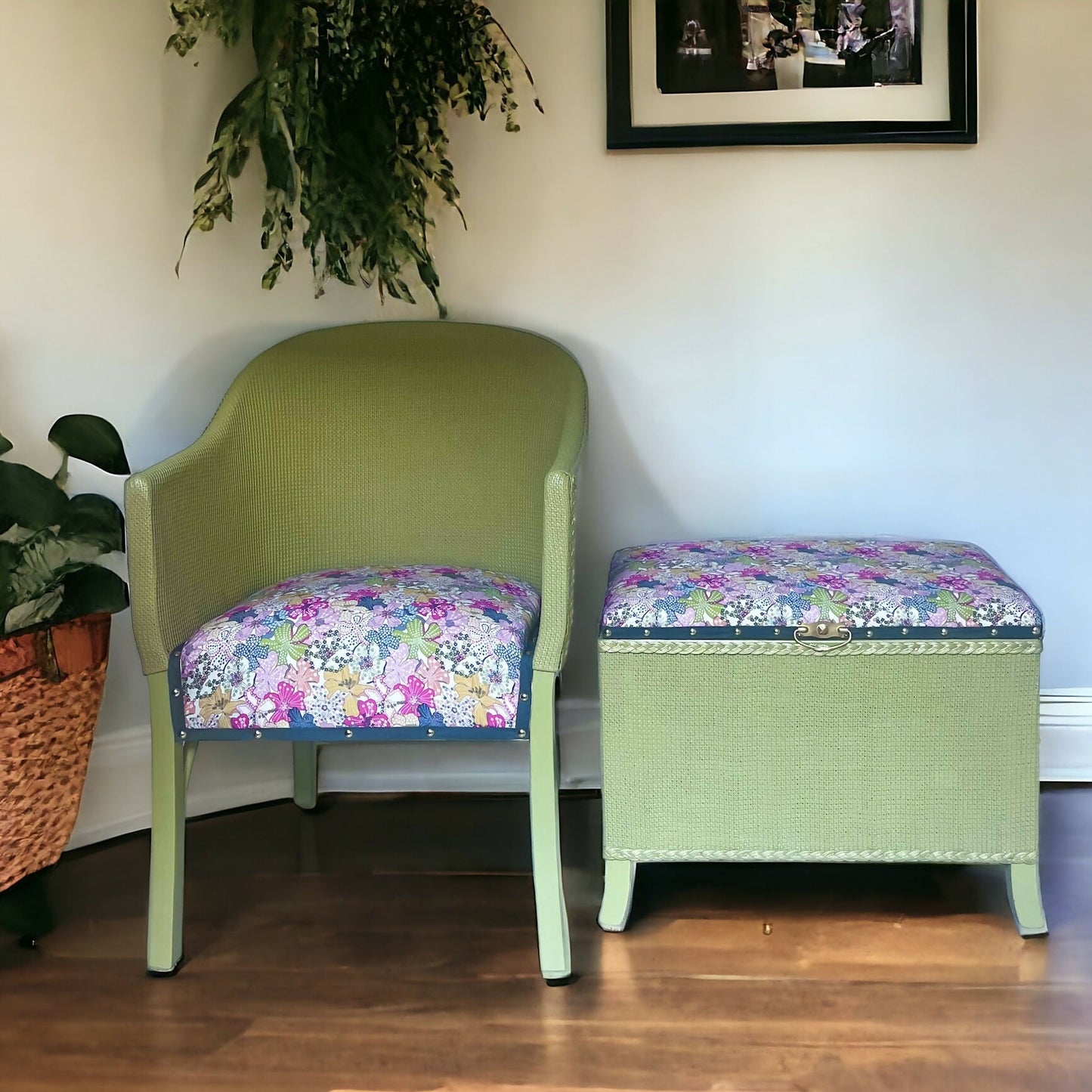 Lloyd Style Loom Wicker Chair and matching Blanket Box