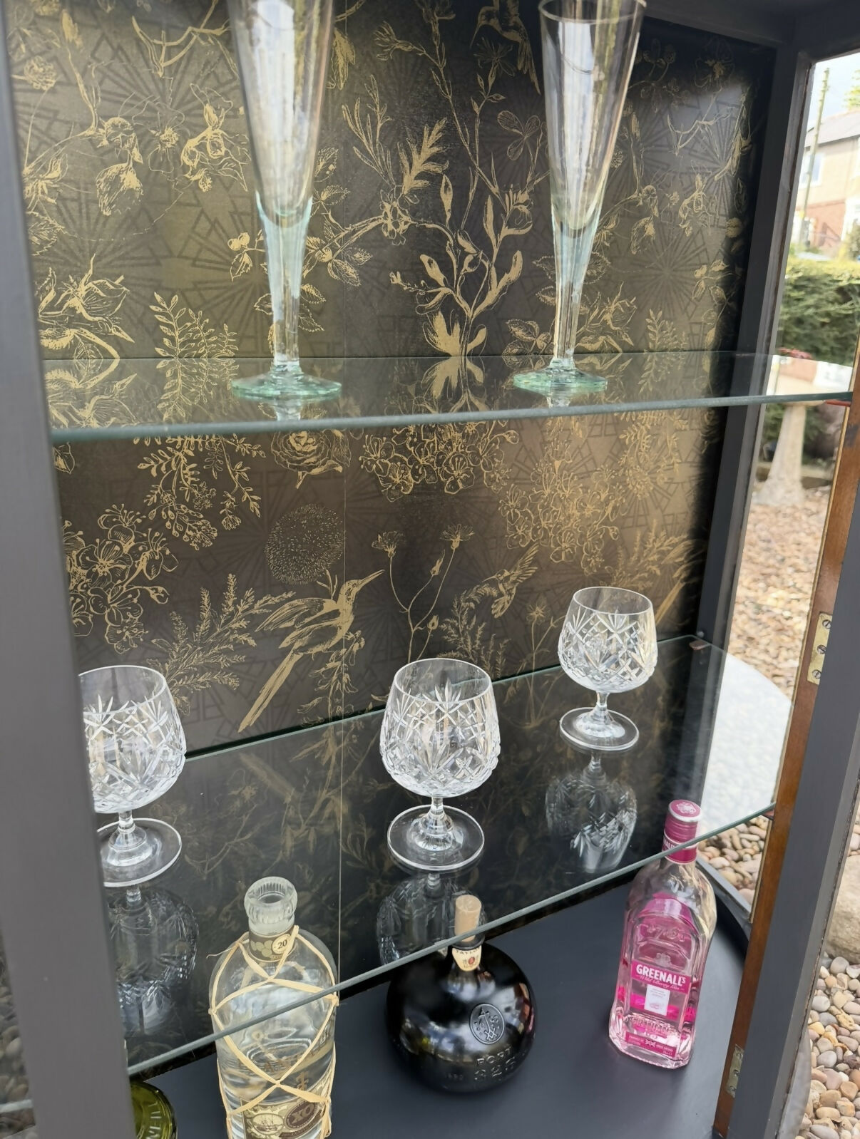 Vintage Black & Antique Gold Drinks / Display / Gin Cabinet