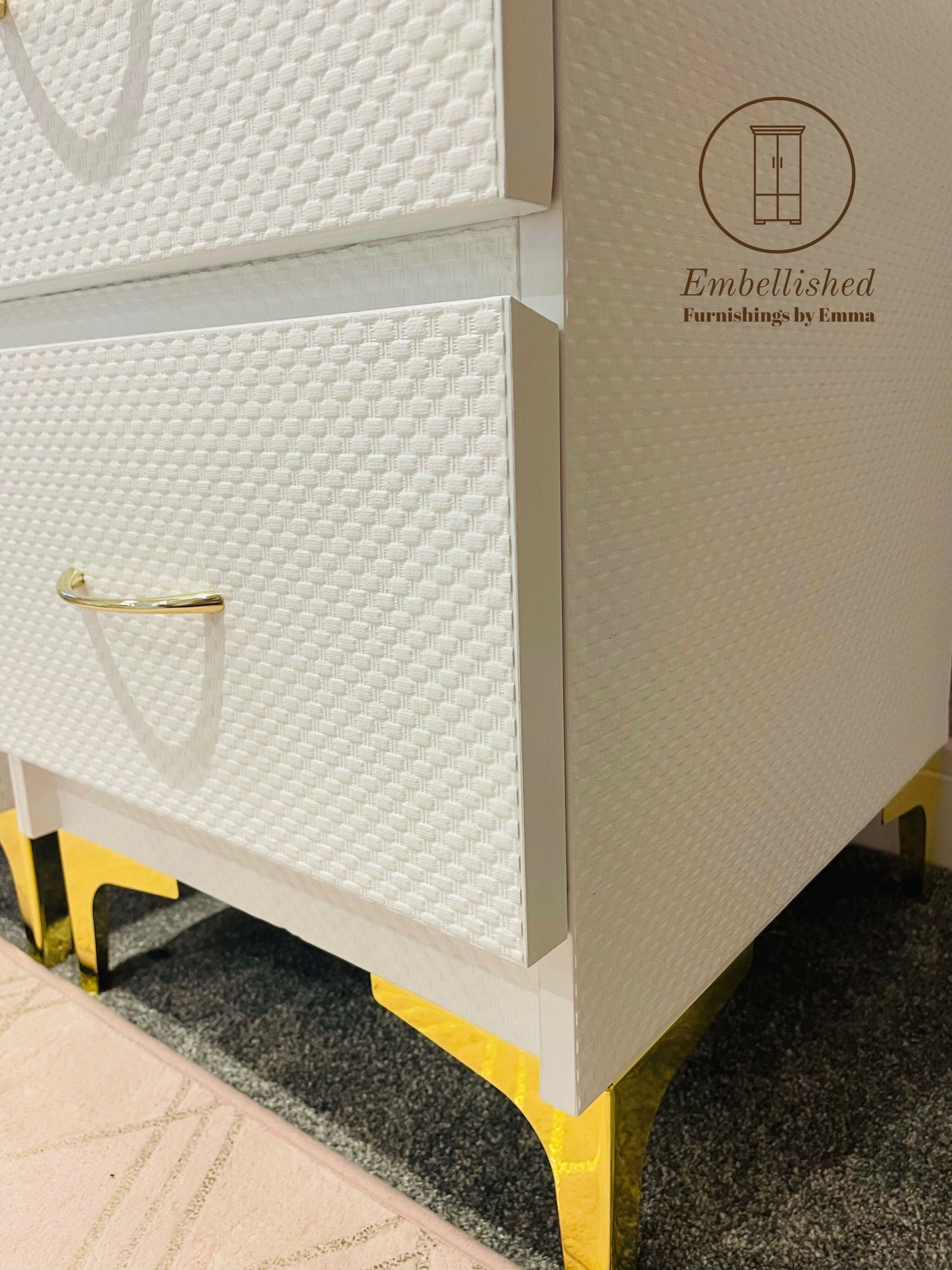 Pair of white textured bedside cabinets (SOLD)