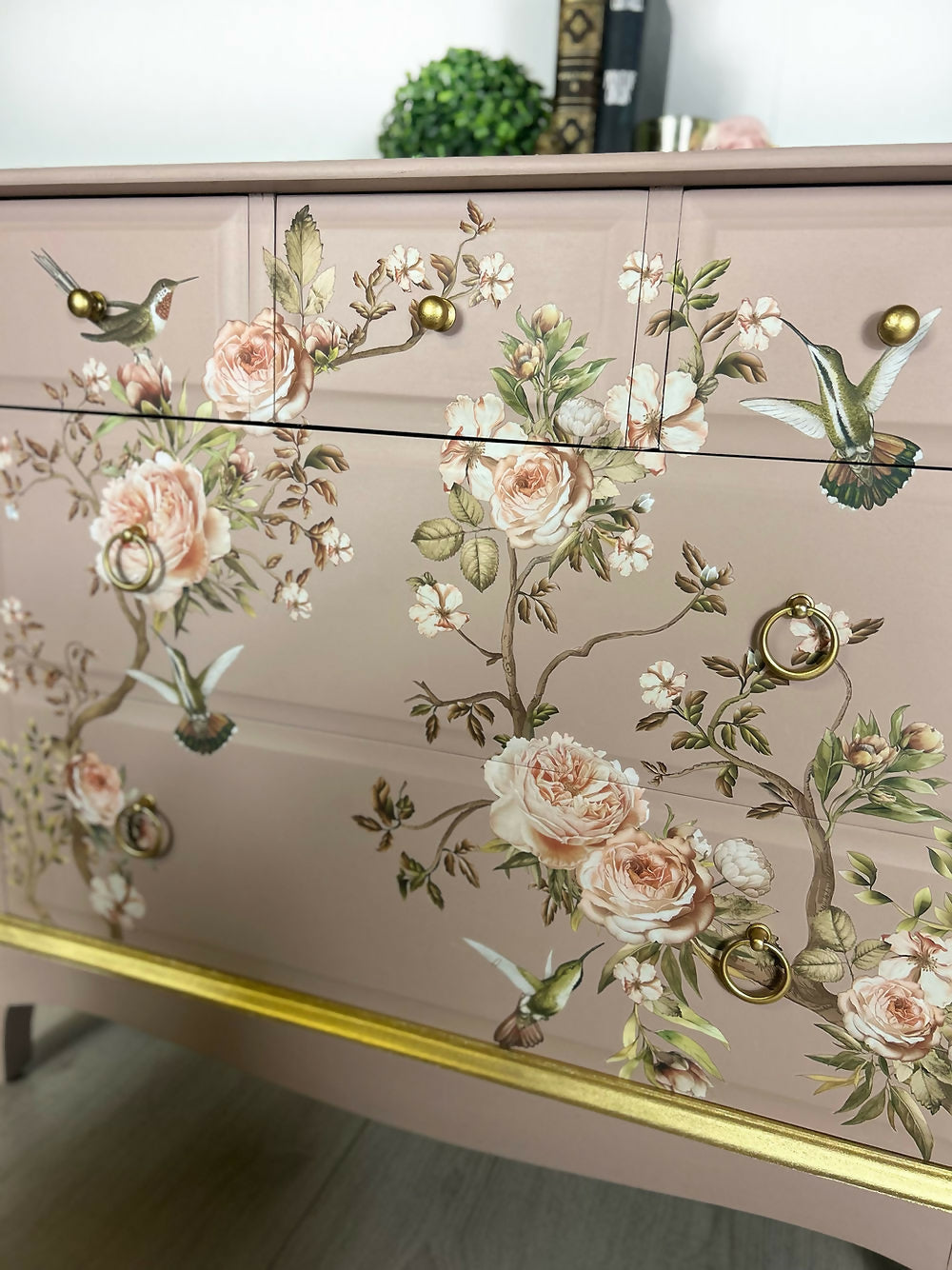 Stag Pink Blossm Tweet 3 over 2 5 drawer chest of drawers