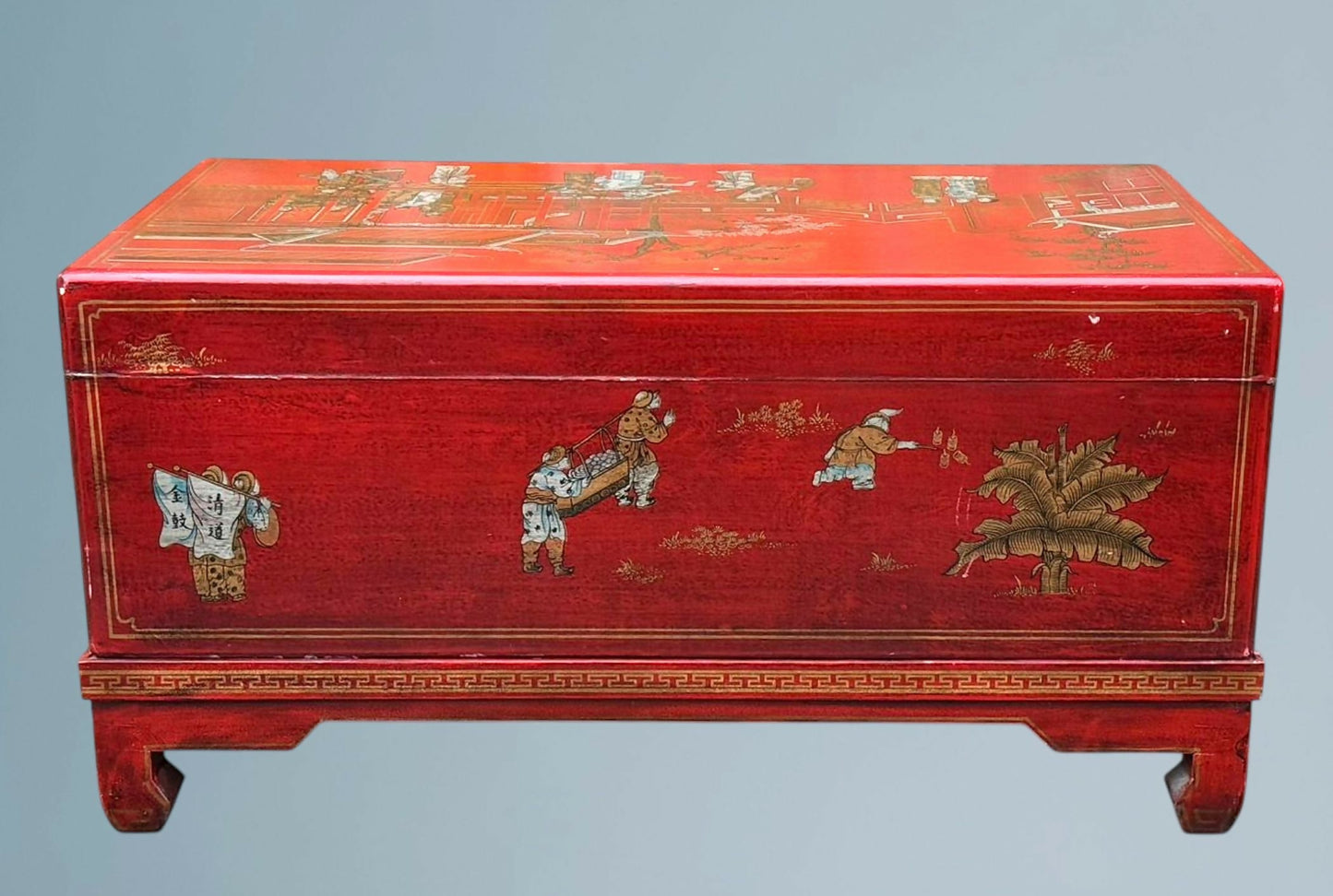 Chinoiserie Trunk On Stand - Blanket Box - Coffee Table
