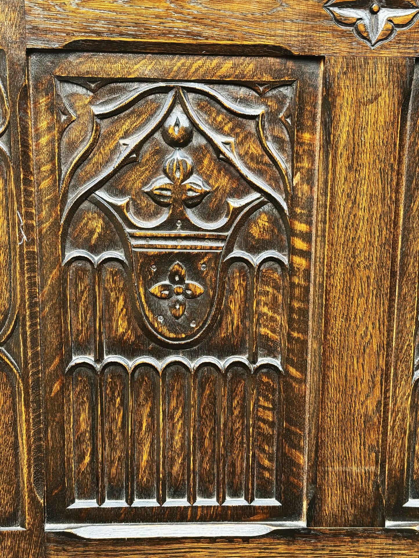 A Large Carved Oak Bedding or Blanket Box With Raised Linen Fold Panels