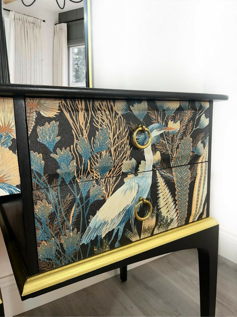 Black and gold luxurious Stag Dressing Table