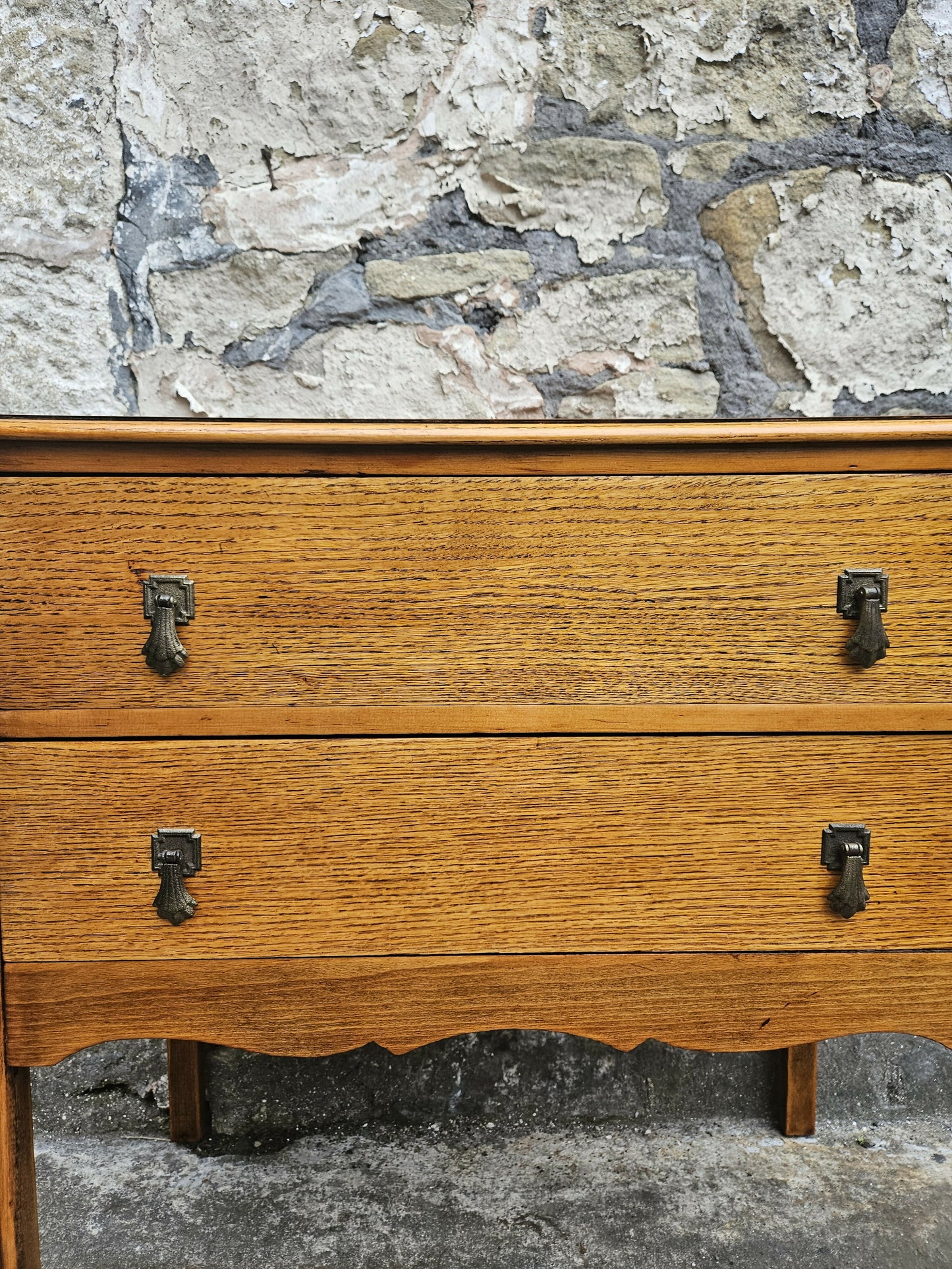 Vintage Chest Of Drawers Two Drawer Oak Cabinet Furniture Tallboy Super Proportions And Detailing