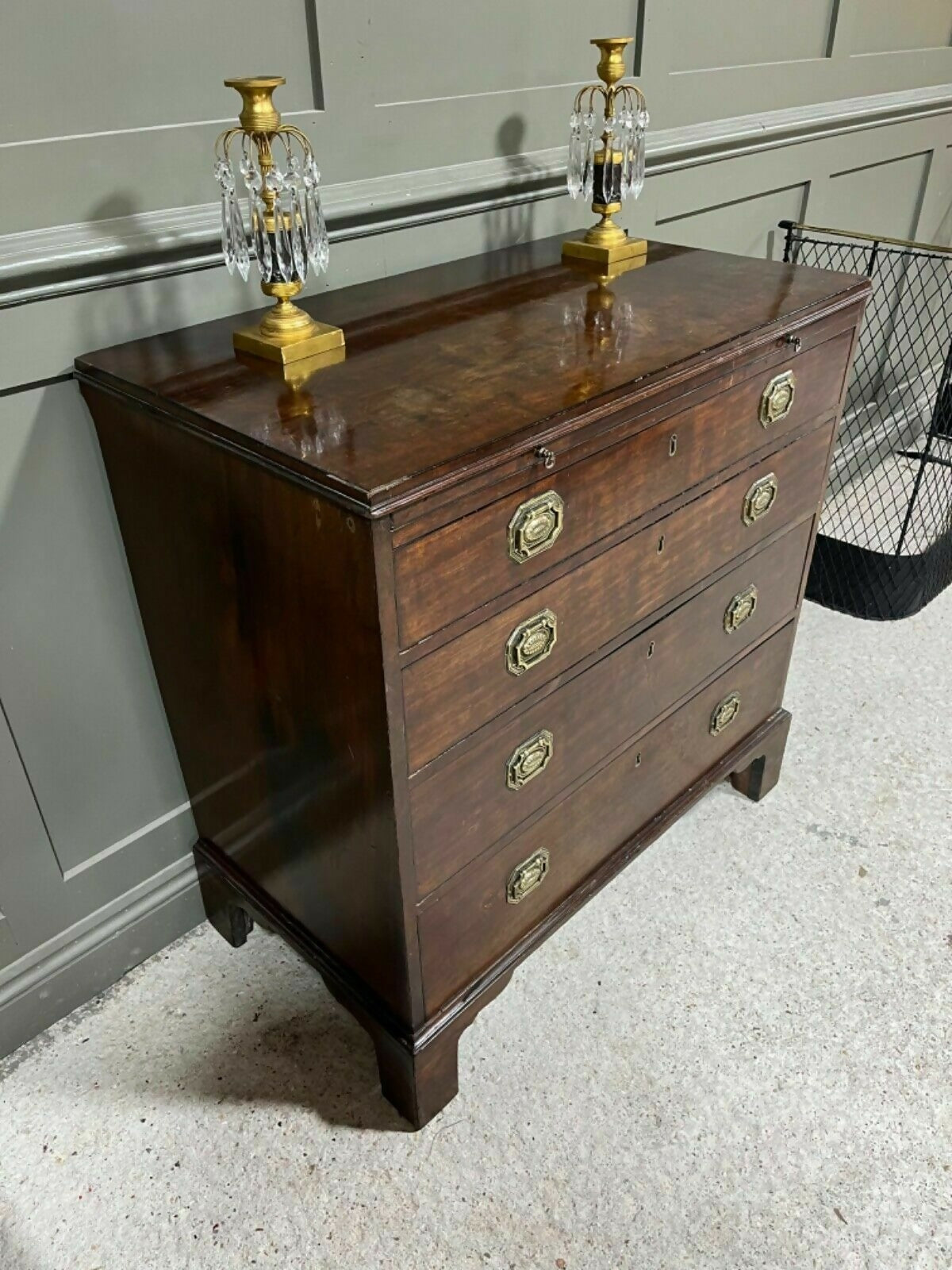 Vintage Georgian Chest Of Drawers Small Chest In Cuban Mahogany W Writing Slide