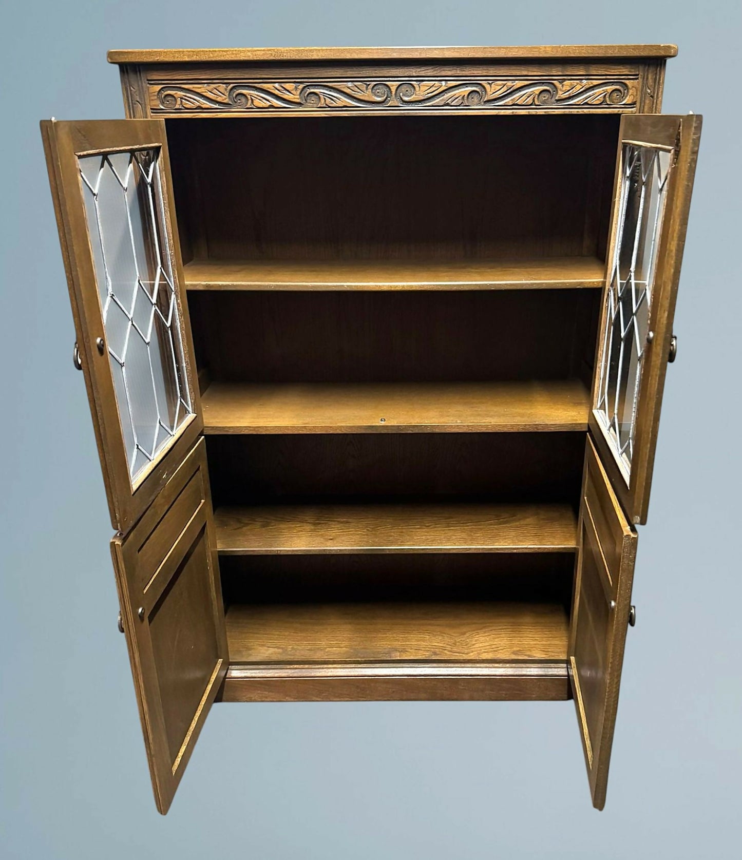 Wood Bros Old Charm Light Oak Bookcase / Display Cabinet