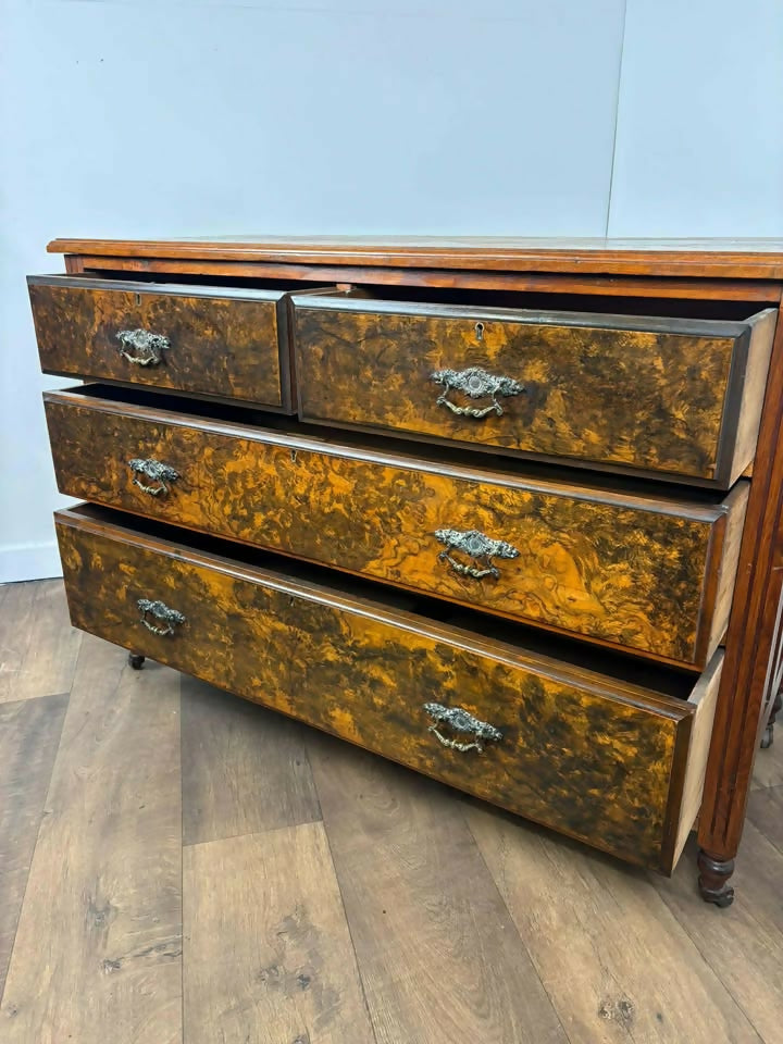 Edwardian Burr Walnut Fronted Drawers