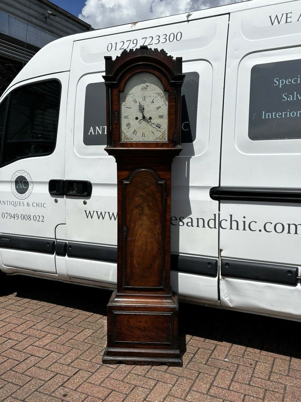 Vintage Georgian Mahogany Canterbury Longcase Clock, Painted Face With Maritime Theme