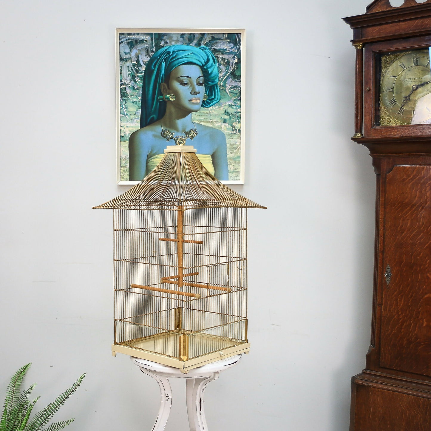 Vintage Bird Cage in Gold Colour Pagoda Style