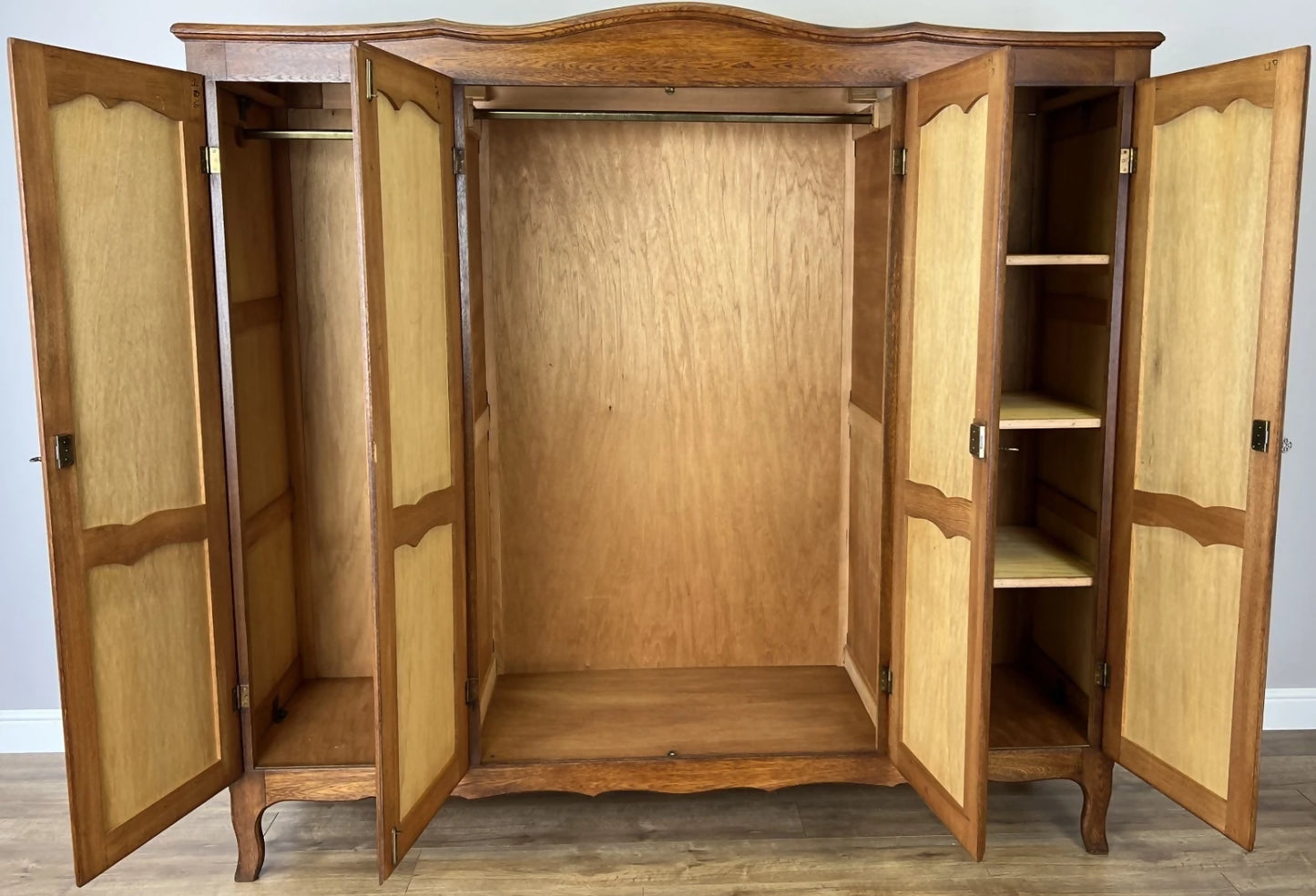 Wardrobe Vintage French Louis XVI Style Oak Four Door Carved Armoire LOT 6131