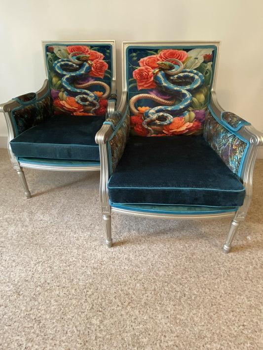 Pair Art Deco Style Armchairs