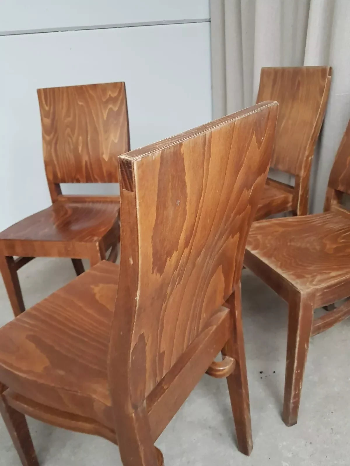 Vintage Mid Century Style Industrial Set Of 4 Stacking Dining Chairs Retro R665